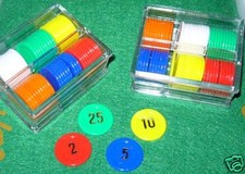 60 X SMALL NUMBERED POKER CHIPS + CASE LOW PRICE - TOKENS