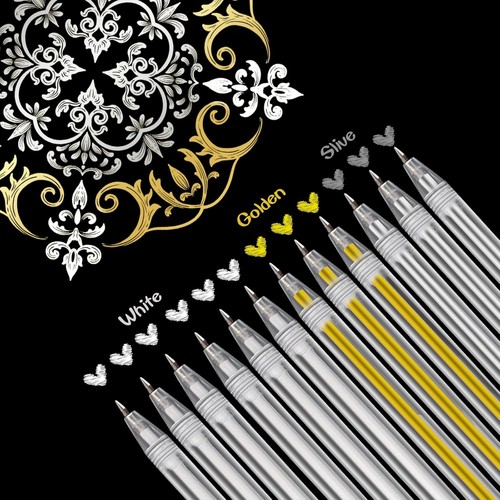12pcs silver gel pen - silver,