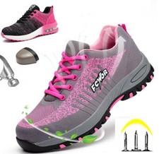 Women's Pink Safety Shoes Work Shoes Light Breathable Steel Cap