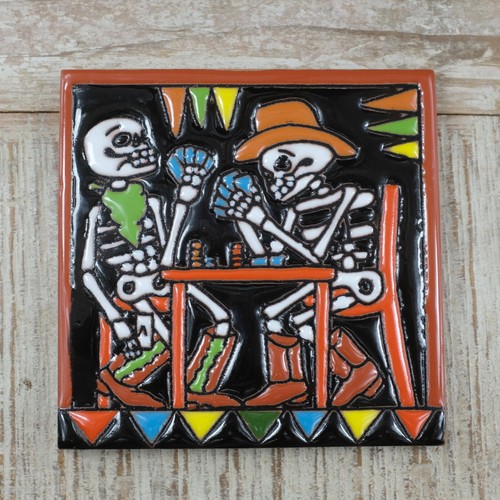 Mexican relief tile - mexican, 10.5x10.5