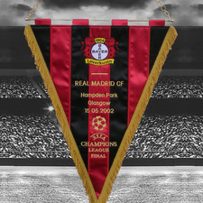 Bayer 04 Leverkusen v Real Madrid CL Final 2002 Embroidered Pennant 50cm x 40cm