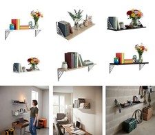 Wall Mounted Wooden Floating Shelves Home Office Display Storage Decor Shelf UK