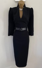 Karen Millen Size UK 14 STUNNING FOREVER BELTED PENCIL DRESS IN BLACK