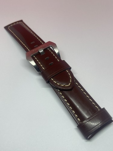 24mm gloss brown leather watch - 24mm,