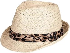 Womens Straw Trilby Summer Sun