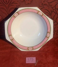 Empire Ware - bowl - pink edge gilt with roses antique vintage octagon
