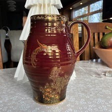 Art Deco Large Bird of Paradise Crown Devon Fieldings 1930s Lustre Pitcher Jug
