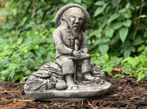 Stone peasant figurine outdoor - figurine,