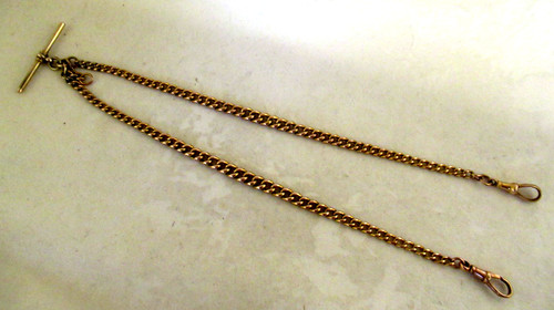 9ct gold double albert - -,