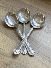 Bradleigh Plate EPNS Sheffield England Silver Plated Soup Spoons 17cm x3 (C-13) 