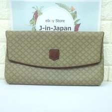 CELINE Clutch Bag Macadam Pattern PVC Leather Made in Italy Used from Japan