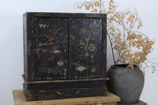 Late 18th Century Dark Lacquered Hand-painted Chinese Book Cabinet