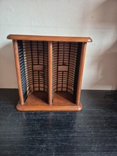 Vintage Pine CD Storage Rack – 40 Disc – 2‑Bay Countertop As Pictured 
