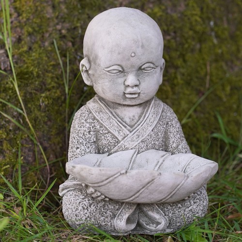 Serene monk bird feeder - feeder, stone