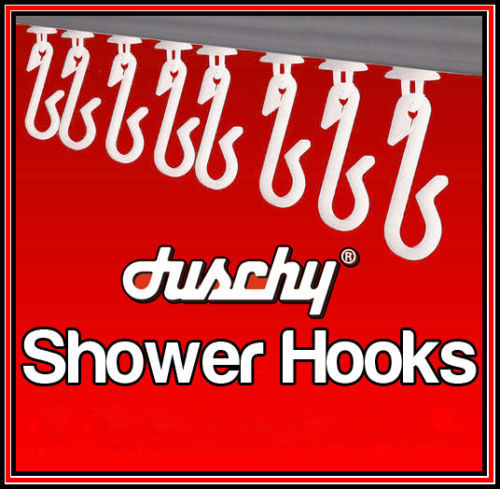 White shower curtain hooks - shower,
