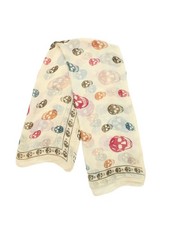 Alexander McQueen Women's Scarf Cream Graphic 100% Silk Rectangle Scarf