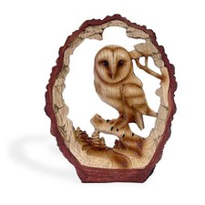 Eye catching Free Standing GRACEFUL OWL ON A LOG decorative ORNAMENT