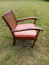 Vintage Easy Armchair Cane Back Padded seat Antique Large Chair P & P Available