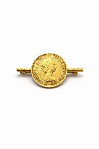 Vintage sixpence brooch lucky - vintage,