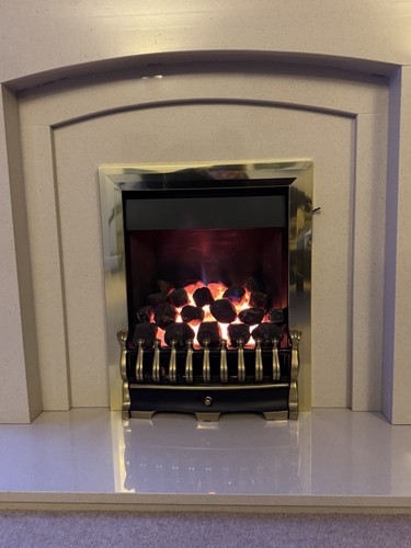 Gas fire brass trim and - fire,
