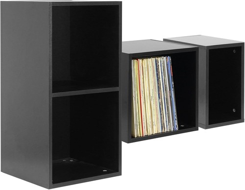 Black vinyl record storage box - black,