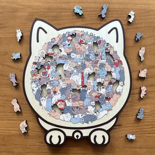 Wooden cat shaped jigsaw - wooden,