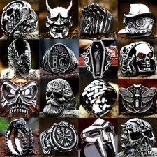 Titanium Stainless Steel Jewelry Men Band Motorcycle Biker Classic Punk Rings