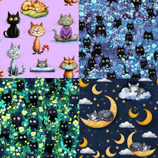 Cats and Kitty Fabric - 4 Lovely designs - Metres/Fat/Long/Quarters- 100% Cotton