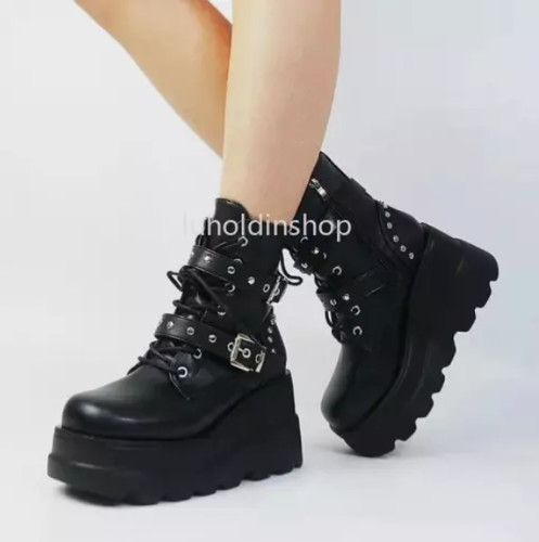 Womens goth biker punk ankle - biker,