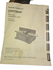 1999 Craftsman Jointer Planer Manual 351.217240 4-1/8" Bench Top Operators