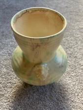 Beswick Art Deco Flow Leaf Detail Vase Rib Vintage 482 Green Yellow Blue Brown