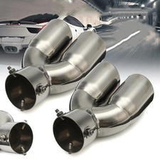 Universal Dual Twin Chrome Steel Exhaust Pipe Trim Tail Muffler Tip Stainless