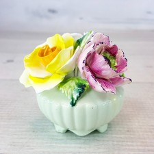 Vintage Radnor Bone China England Flower Bouquet in Vase Rose Carnation Anemone