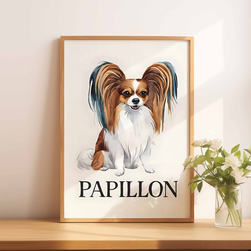 Papillon dog portrait in - a5,