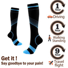 Compression Socks For Men & Women Varicose Veins Anti-Fatigue Flight Running NHS