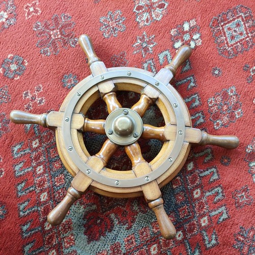 Vintage heavy wood and - and, brass