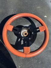 Mountney 13" Orange Leather Rim Steering Wheel  Classic Mini / Mgb And More 