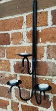 CANDLE HOLDER (Wrought Iron) Stylish 3 Candle Wall Mounted Black