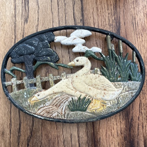 Vintage cast iron trivet - cast,