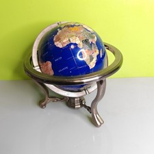Blue Lapis Globe Brass Stand