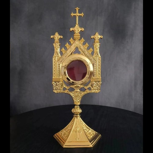 Brass holy box cross - brass, catholic