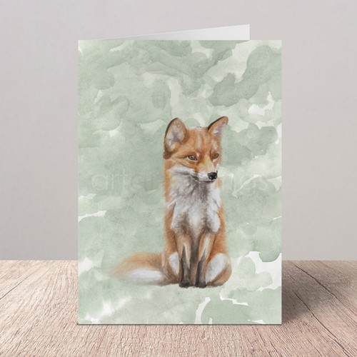 Fox birthday greeting card - or,