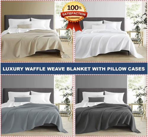 Large waffle weave bed throw - bed,