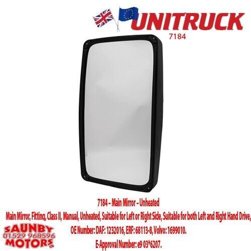 Unitruck 7184 main mirror daf - unitruck,