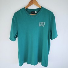 Keith Haring x H&M M Green T-shirt Men's Relaxed Fit White Graphic Short Sleeve