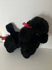 Hamleys Black Poodle Puppy Dog with Red Bows Vintage Soft Plush Toy 8" 20cm