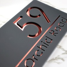 Rose Gold Door Sign House Numbers Laser Cut Grey House Numbers Address Plaque