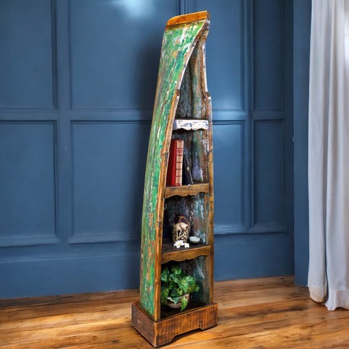 Boat bookcase teak wood solid - bookcase,