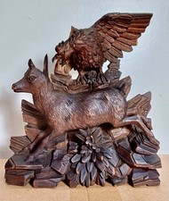 ANTIQUE BLACK FOREST WOOD CARVING FOR RESTORATION 