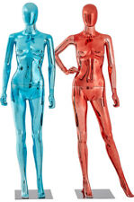 Female Mannequin Abstract Shiny Electroplating Red Blue Egghead Mannequin